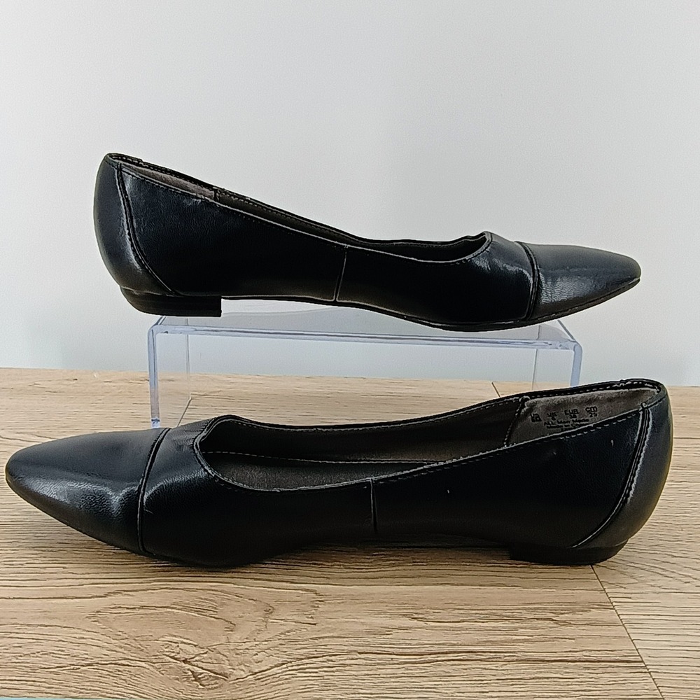 LifeStride Zedd Womens Size 8 Black Pointed Toe Slip On Comfort Flats Shoes